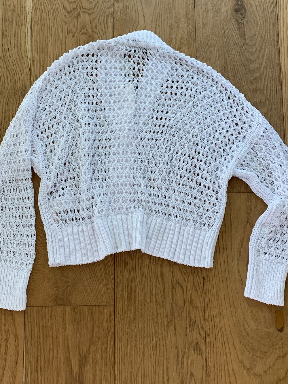 Madewell White Open-Stitch Cropped Button Cardigan - Picture 2 of 5